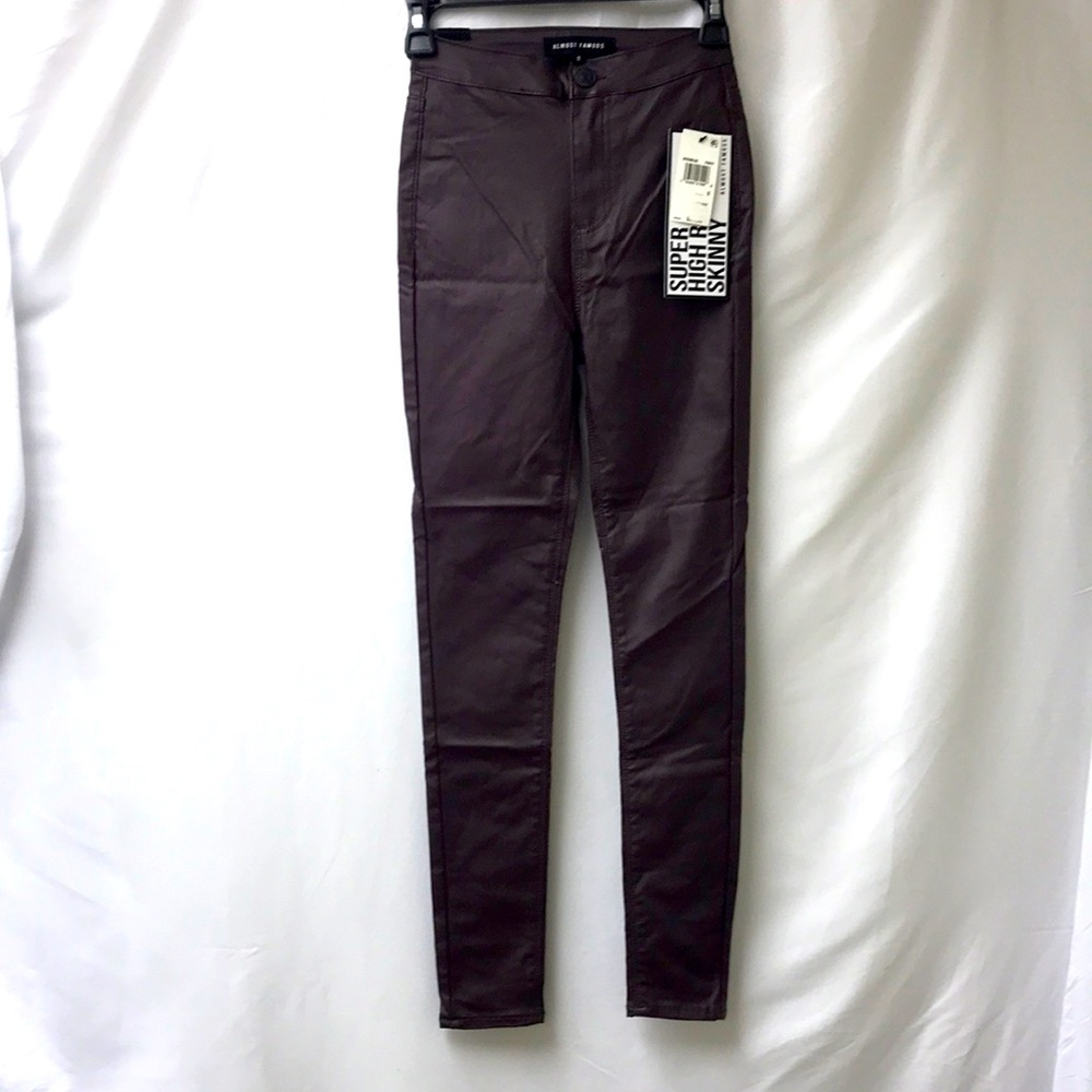 Almost famous leather skinny pants brown size 24 women